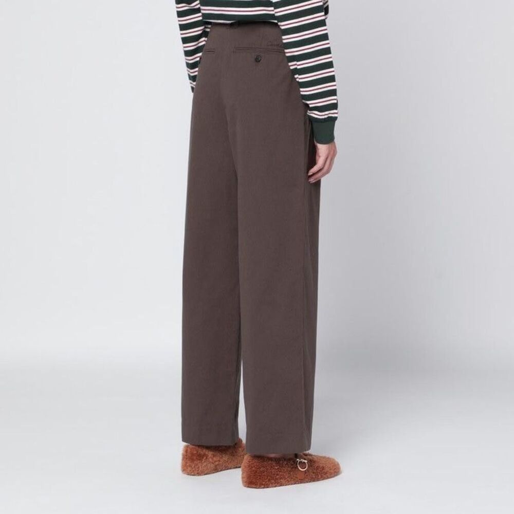 DUNST Relaxed Fit Pleated Front Wide Leg Pants Women BROWN - Picture 2 of 2